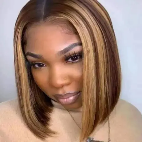 Cheap price human hair P4/27 Highlighted Color Straight Bob T-Part Wig for Women