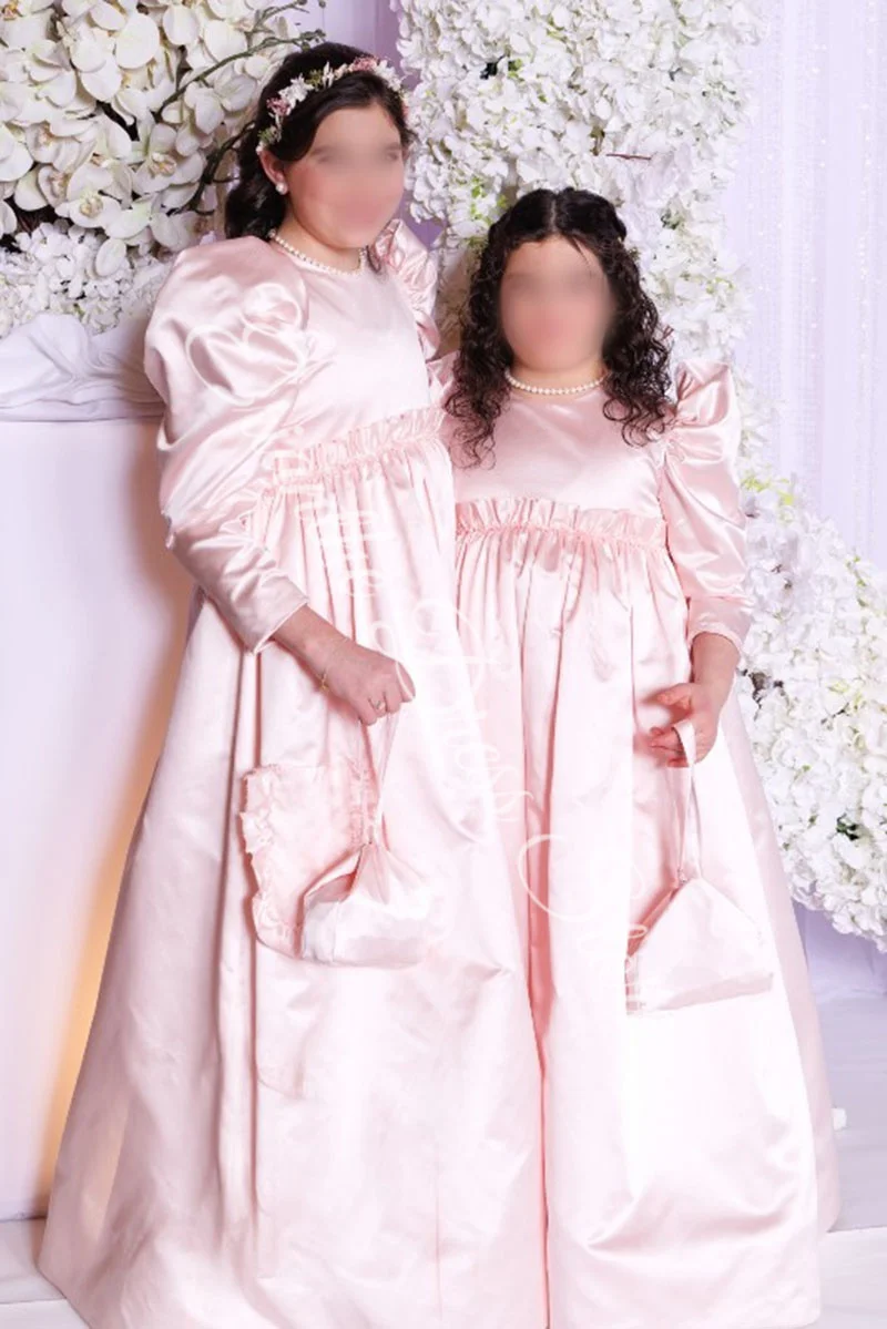 Robe à fleurs élégante pour filles, pour mariage, taille haute, en Satin, longueur au sol, fête d'anniversaire pour enfants, robes de bal de première Communion personnalisées