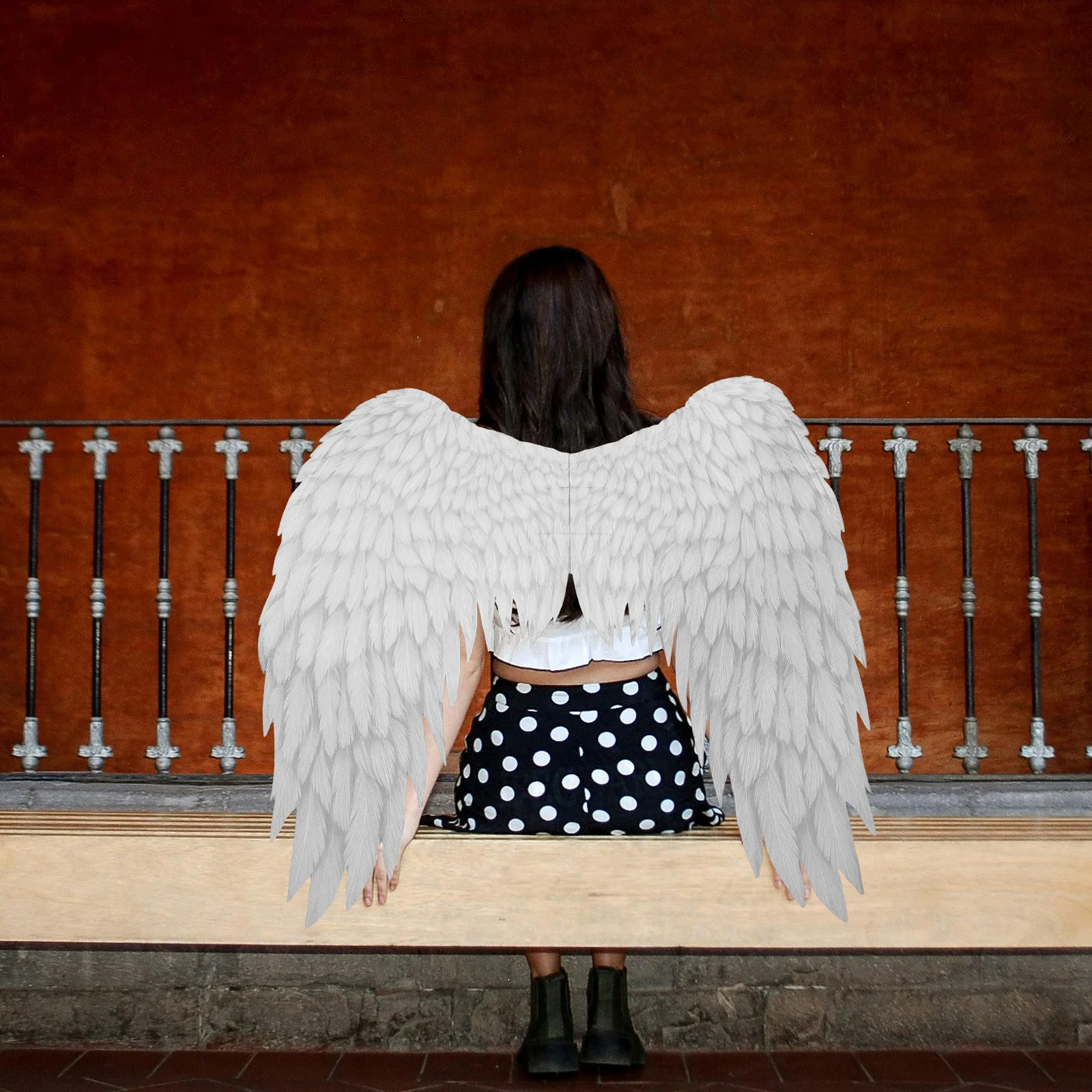 

Angel White Lightweight Foldable Halloween Costume Accessories For Women Party Wings Adult Demon Wing Prop Cosplay Wearable