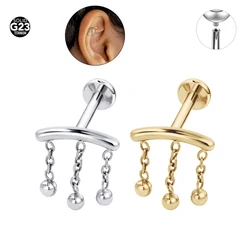 1Pc ASTM F136 Titanium Implant Grade Tassel New 16G Snake Paw Print Bee Marquise CZ Labrets 14G Cartilage Piercing