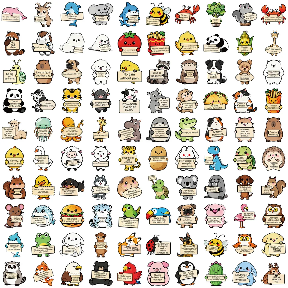 50/100PCS Animal Emotional Support Funny MEME Stickers DIY Phone