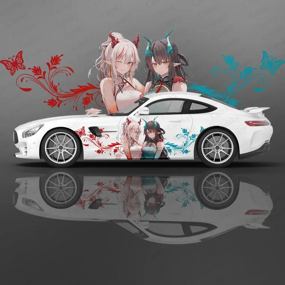 Dusk (Arknights) Anime Girl Car Decal Flower Vinyl Car Stickers SUV Side Graphics Decals, Universal Size, Vehicle Body-Decals