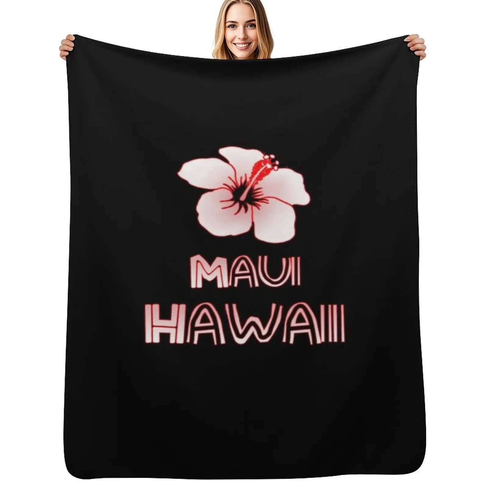 

Maui Hawaii Hibiscus Flower Sweatshirt Throw Blanket Soft Retros Plaid on the sofa Picnic Blanket