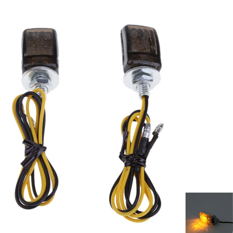 2Pcs Universal LED Black Mini Tiny Small Indicators Turn Signals Motorcycle Motor Bike for Yamaha