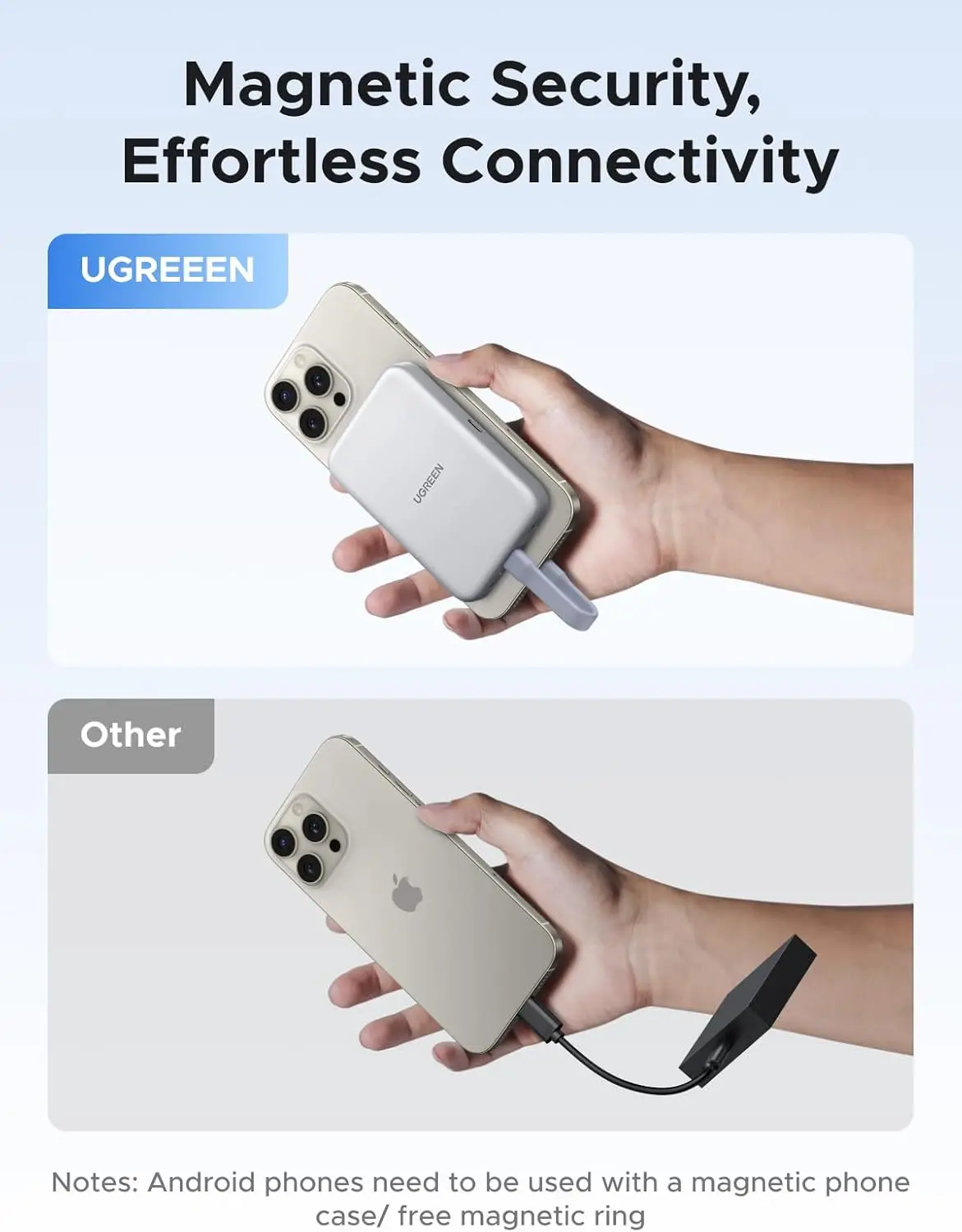 UGREEN Carcasa magnética M.2 Nvme SSD para iPhone 16 15 Pro Max, carcasa SSD externa con adaptador PD 100W 10Gbps USB C a NVME