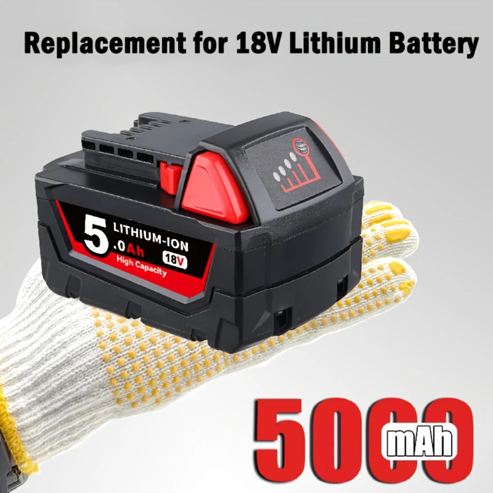 

2025 Upgrade 18V 5.0AH-12Ah Replacement Battery for Milwaukee M18 M18B5 XC 48-11-1815 48-11-1850 2604-22 2604-20 2708-22 2607-22