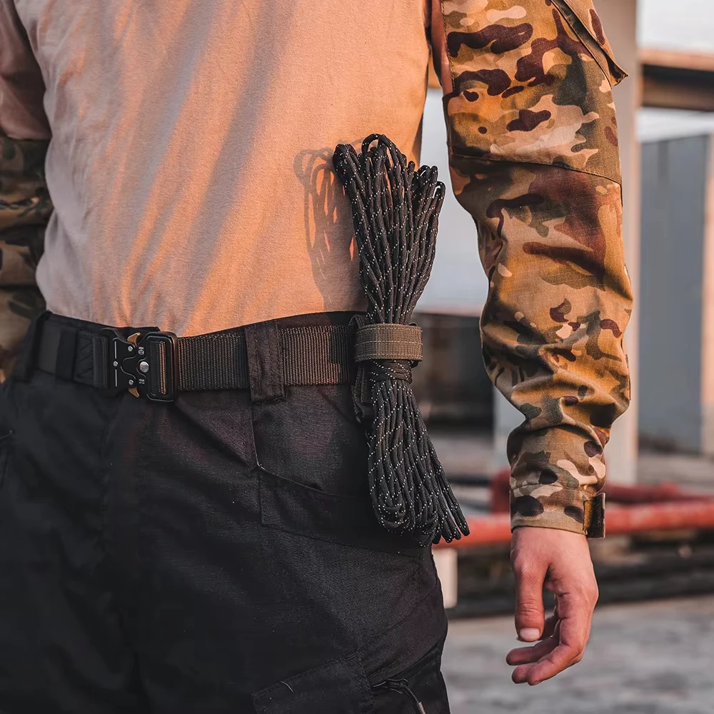 Multi-Purpose Nylon Work Gloves with Safety Hook - Tactical Outdoor Hanging Buckle for Climbing, Camping & Rope Work, Durable Ca