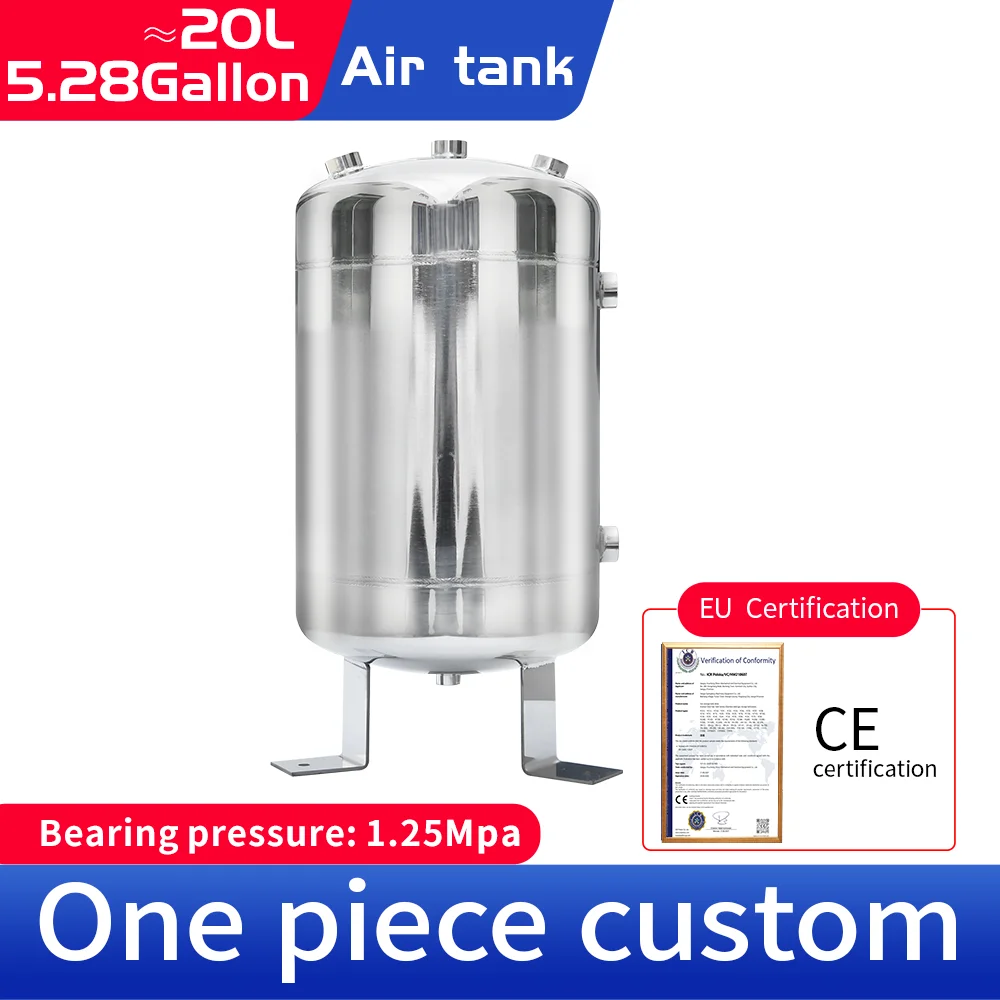 20L Vertical 304 Stainless Steel Tank Vacuum Buffer Pressure Vertical Gas Storage Tank Withstand Pressure ≤1.25Mpa