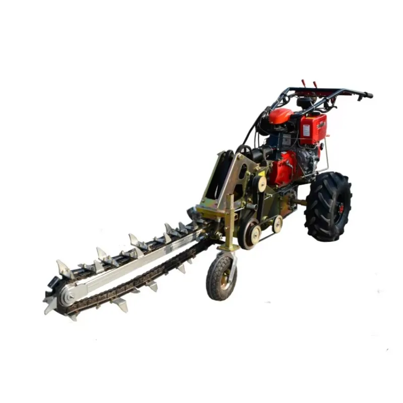Various Types Of Chain Type Trenching Ditching Machine 15HP Small Trench Digger Mini Cable Chain Trencher