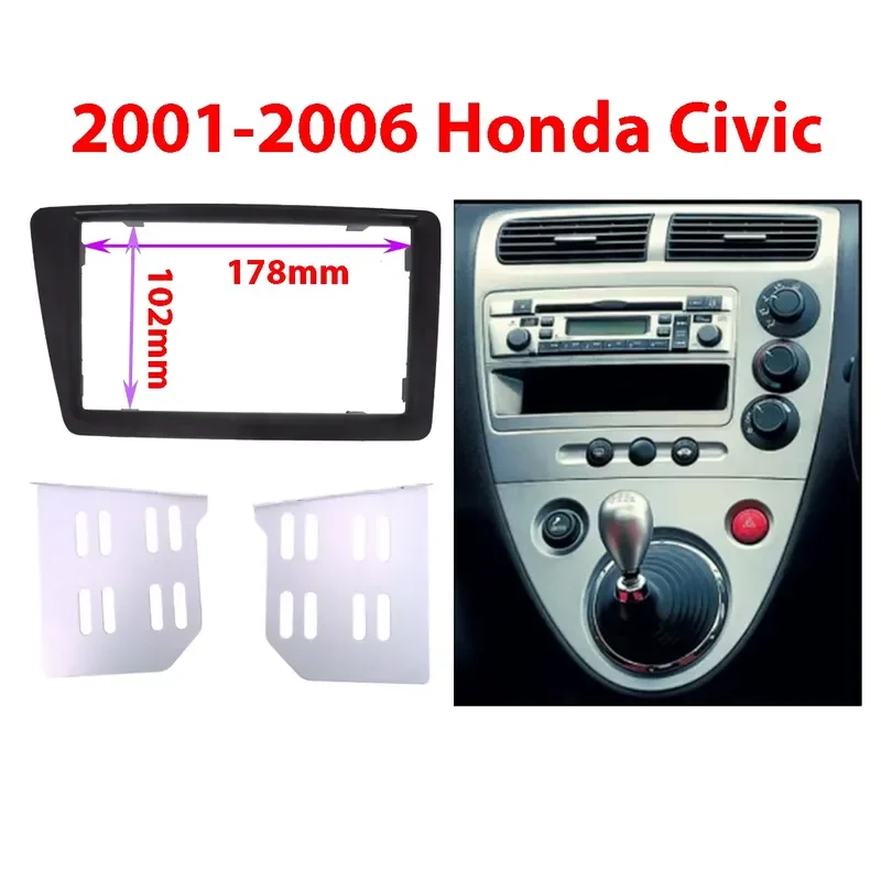 2 Din Car Radio Fascia Frame for 2001-2006 Honda Civic RHD Dashboard DVD Stereo Adaptor Mounting Kit Auto Audio Panel