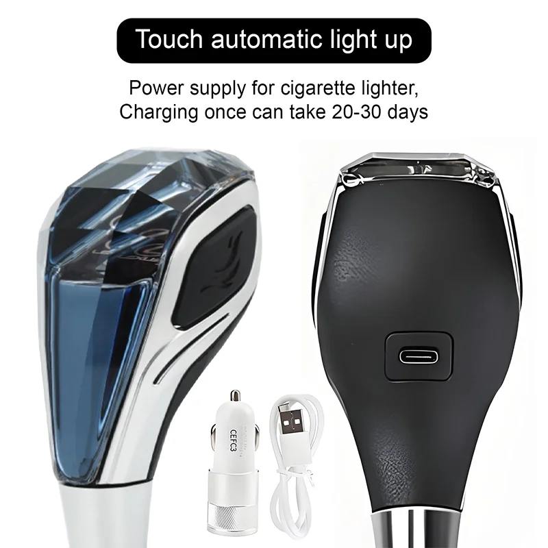 Crystal Shift Knob LED Seven Color Light Crystal Gear Head Universal Model For 8/10/12MM Diameter suitable For 5-speed/6-speed