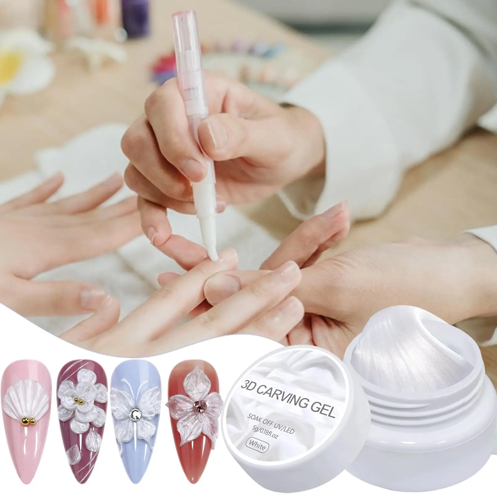 Gel de moulage des ongles, Gel de sculpture 3D perle 5g, Gel de construction solide, sculpture d'extension, soins de beauté, Art de manucure doux pour Salon quotidien