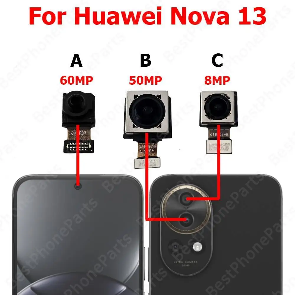 Camera For Huawei Nova 13 Nova13 Rear Backside Front Facing Frontal Selfie Back Camera Module Mobile Phone Replacement Parts