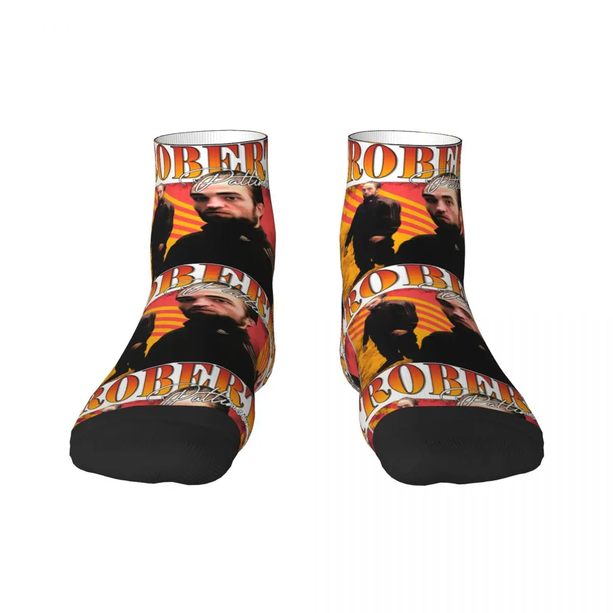 Cool Mens Funny Robert Pattinson Standing Meme Dress Socks Unisex Warm Breathbale 3D Printed Rtero Humor Rob Crew Socks