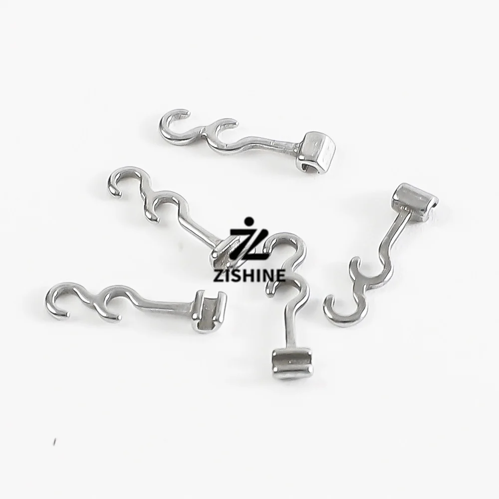 10Pcs Orthodontic Sliding Crimpable Hooks Left Right Curved Arch Wire Question Mark Traction Hook Mesh Pad Teeth Care Material
