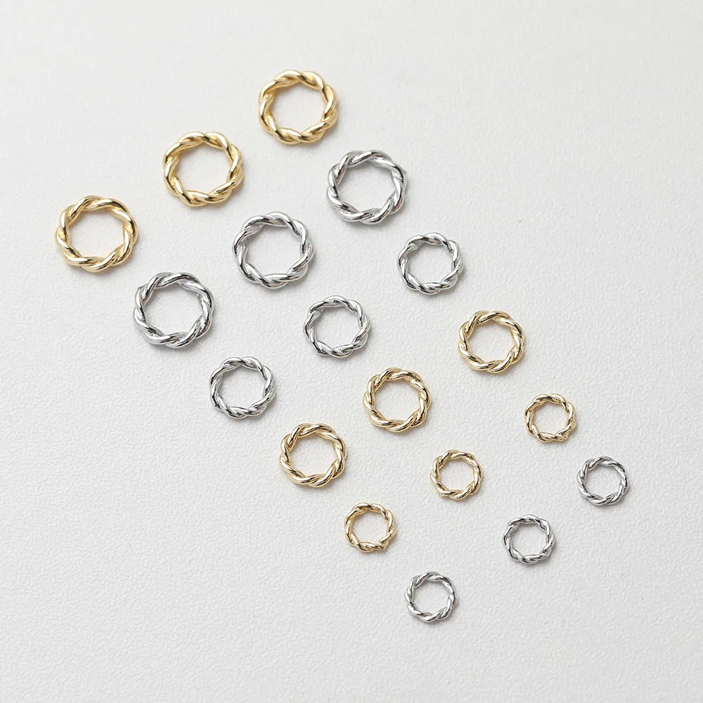 10PCS 14K Gold Plated Brass Twist Split Ring Open Circle Jewelry DIY Making Supplies Material Accessories