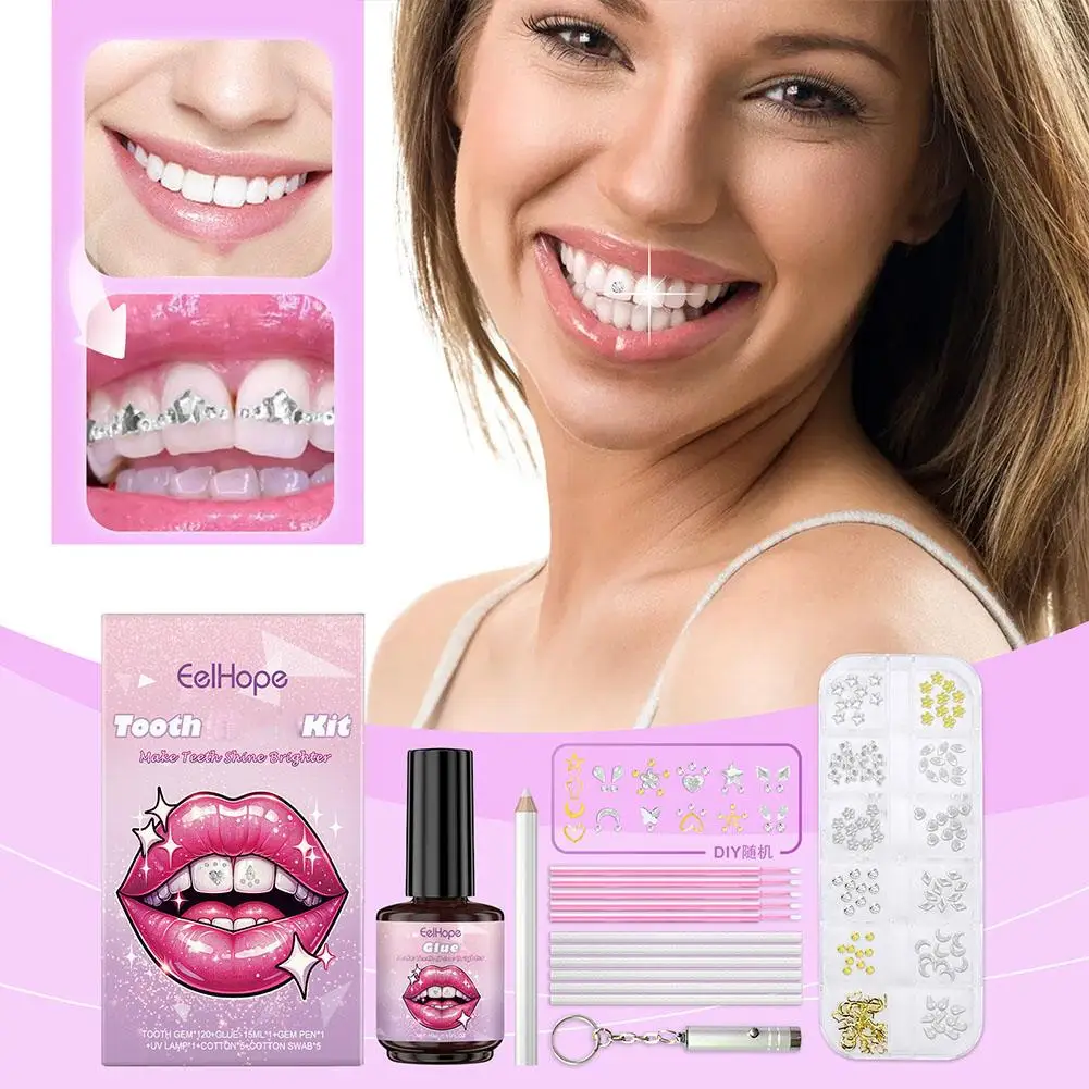 DIY Tooth Gem Kit com Super Viscose, Água Diamante, Dentes de Cristal, Fácil Remover Decoração, Jóias Instalar, Novo, Z0I8