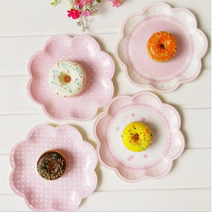 new-pink-flower-petal-paper-plate-disposable-wedding-birthday-party-decoration-supplies-tableware-dish-eco-friendly-degradable