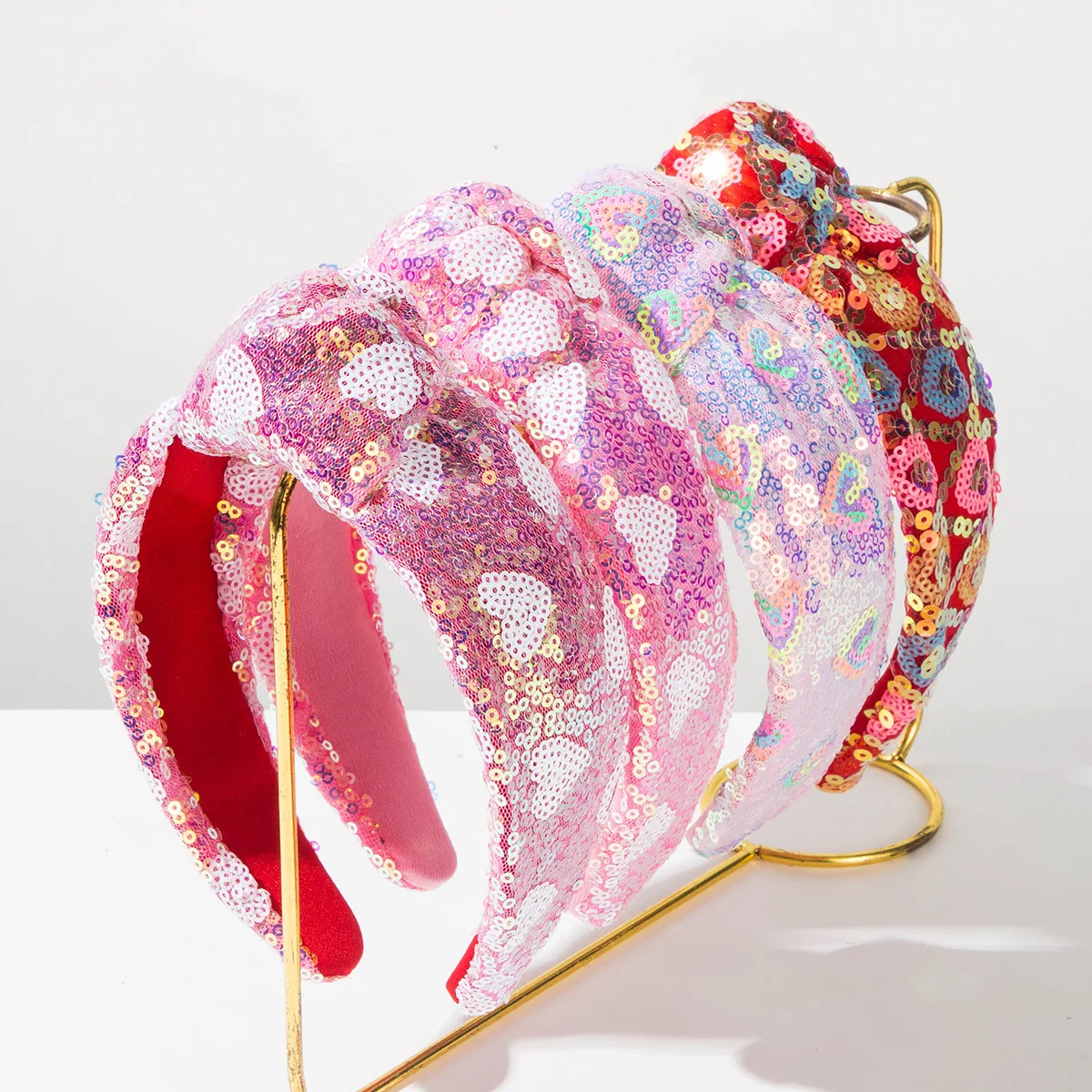 

New Fresh Sweet Colorful Sequins Knotted Headband Women Hair Accessory for Valentine's Day