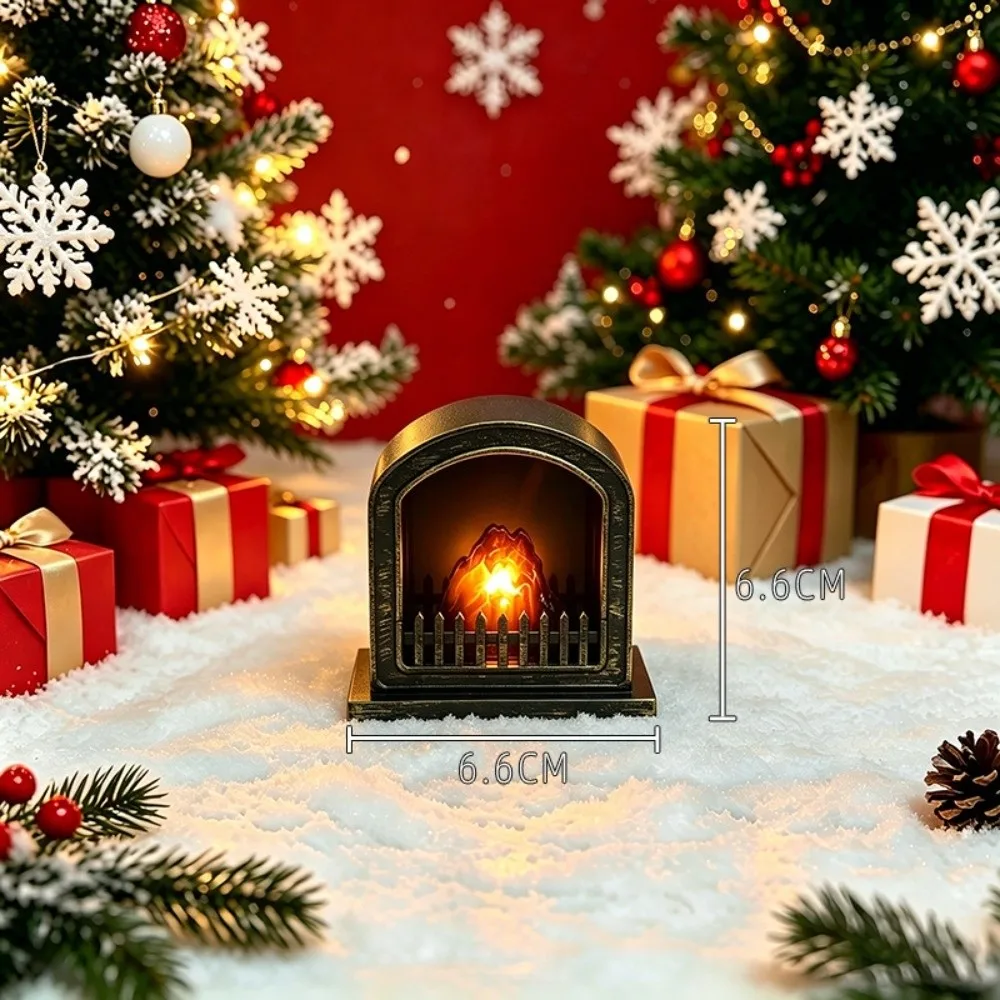 Mini LED Fireplace Model Glowing Light Flame Atmosphere Simulation Fireplace Electronic Candle Creative Design Fireplace Lights
