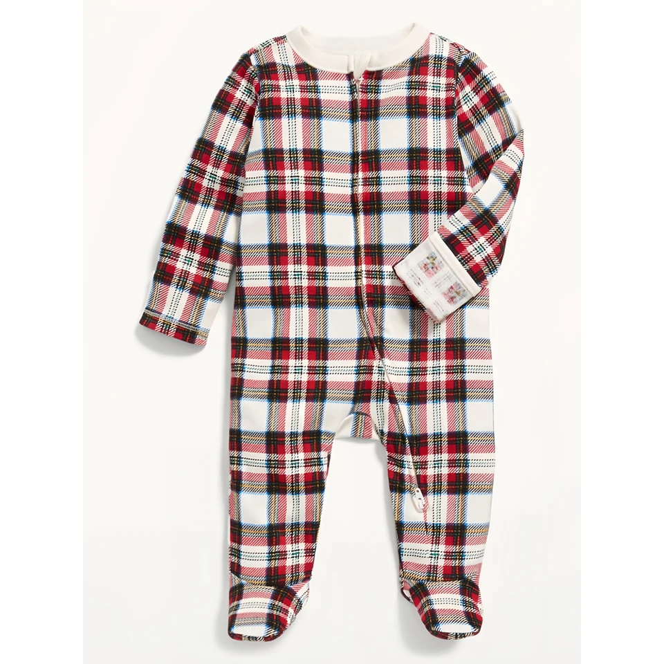 New Year Family Clothes 2026 Fahion Plaid Cotton Baby Romper Dad Mom Kids Family Matching Pajamas Set Sleepwear Home Loungewear