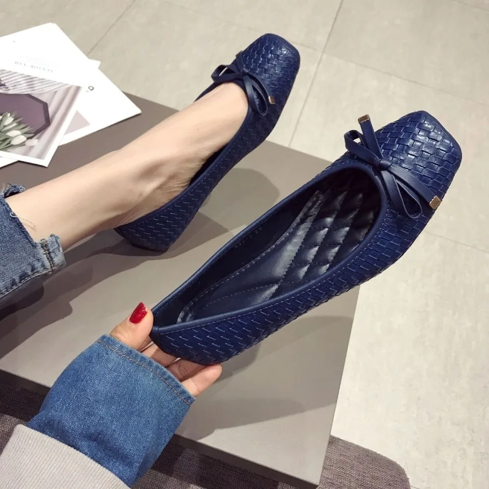 2024 Spring Summer Ballet flats Women Single Shoes Elegant Flat Ladies Brand Black Blue Plus Size 41 D061