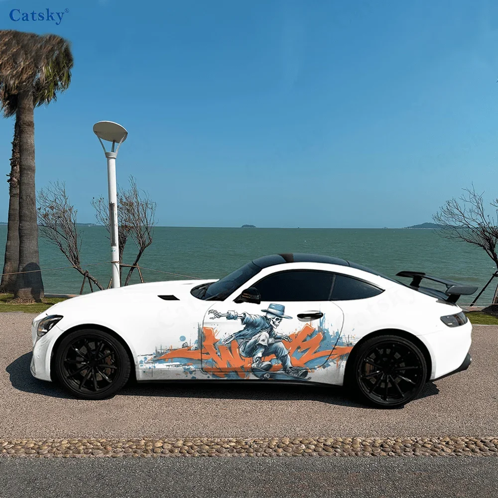 Skateboard Skeleton High Quality Creative Pattern Stickers Car Body Door Side Two Fashionable Stickers Two Decorations Suitable