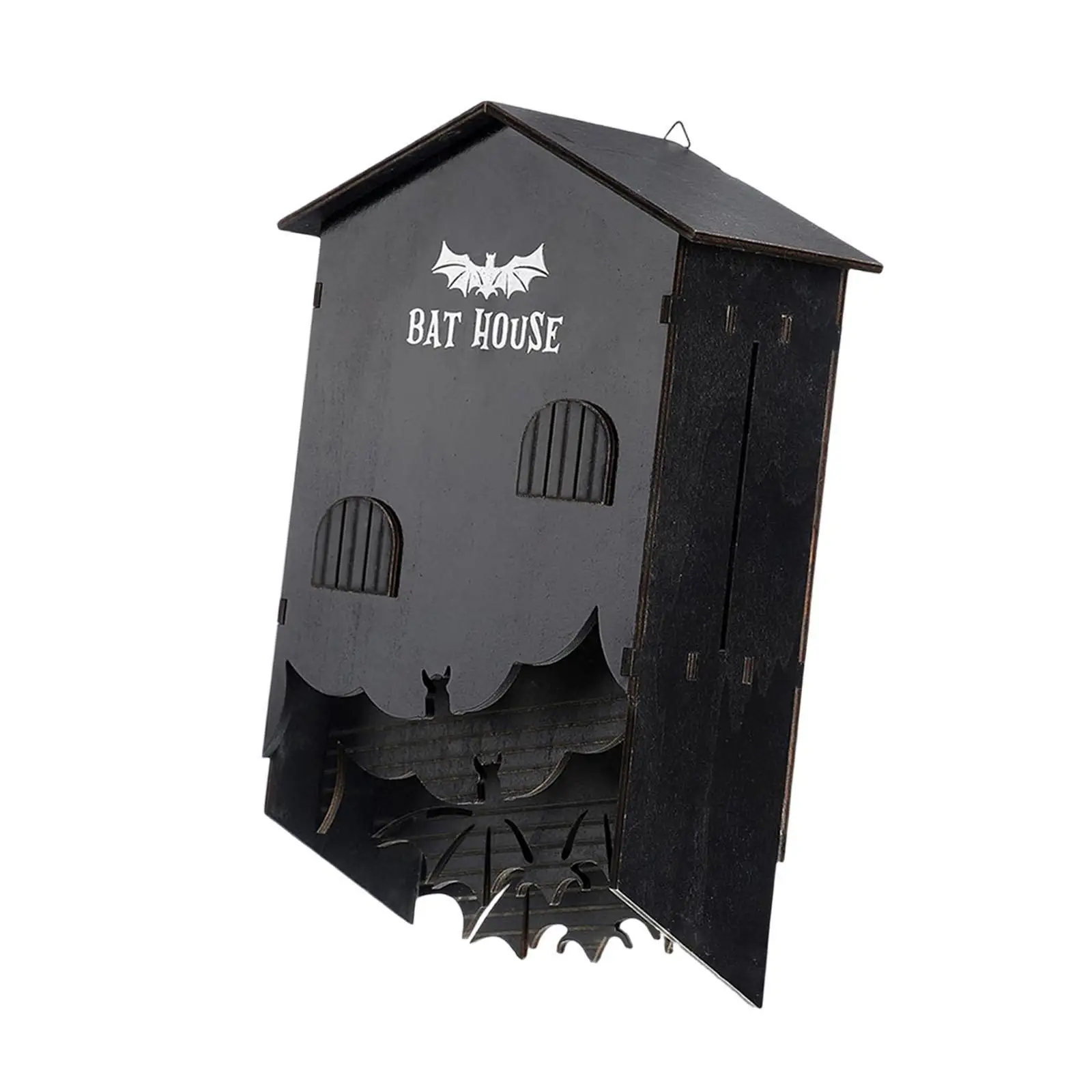 Three Chamber Bats Roost Box Wooden Weatherproof Garden Shelter Wall Mounted for Animals Yard Decoration