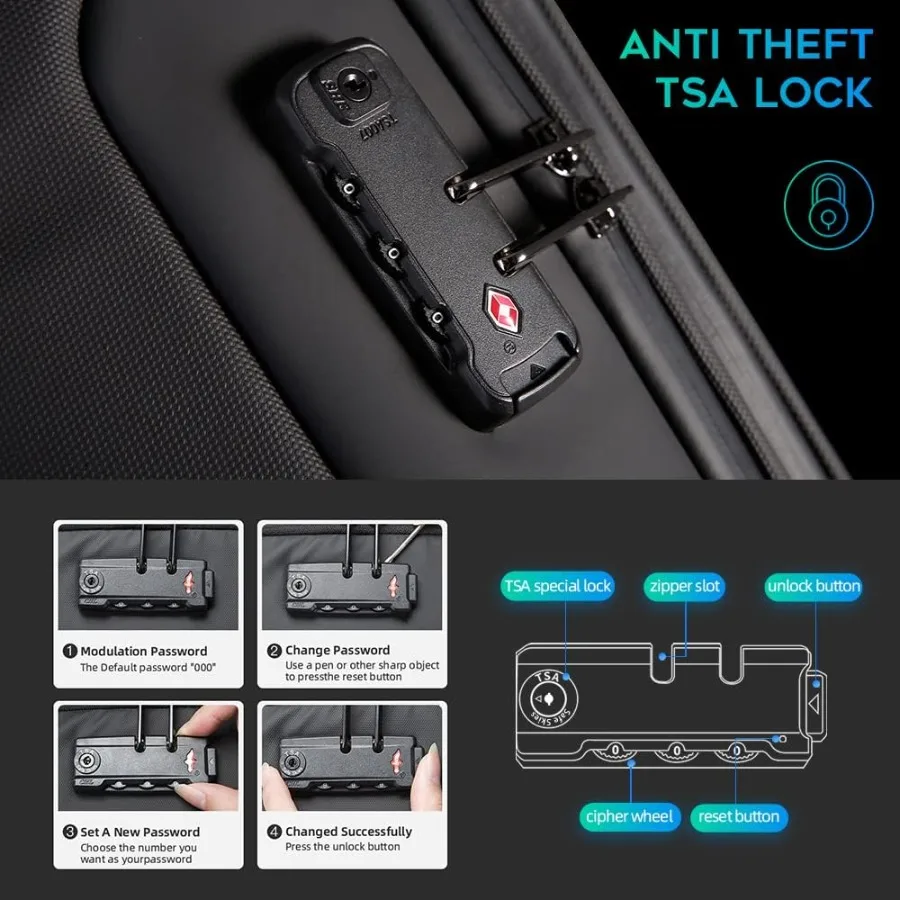 BANGE Anti Theft Business Backpack Fits 15.6 Inch LaptopSmart Work Backpack with USB Charging Port for Office Work Airplane Bus