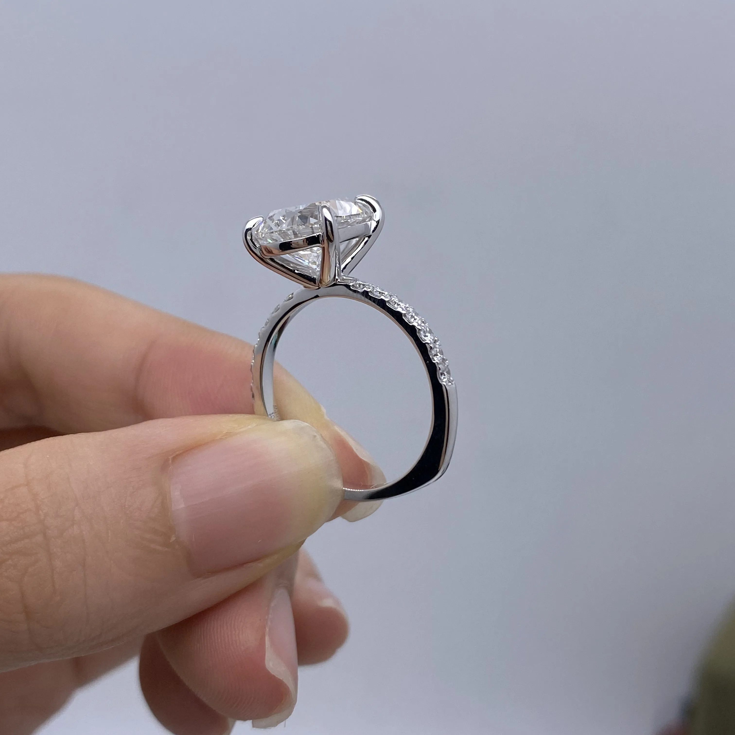 قطع الكمثرى 5CT الحجر الرئيسي CVD HPHT DEF VS-VVS IGI مختبر نمت الماس اليورو عرقوب تمهيد الإعداد البلاتين 950 خاتم الزواج لسيدة