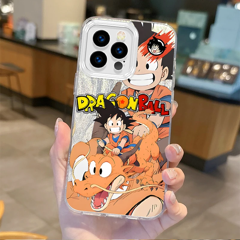 New D-Dragon Balls Goku Anime Gradient Phone Case for iPhone 16 15 14 13 12 11 8 7 6 Pro Max Plus XS XR Hard Non-Slip Back Cover