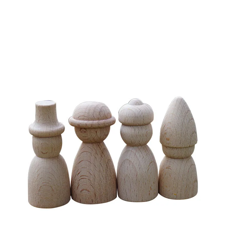 20pc Wooden Peg Doll Beech Unfinished Wood Shapes Morden Craft Wood Loose Parts DIY Accessories for Home Decoration