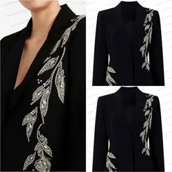 Blazer imbibé de cristal noir pour femmes, smoking de mariage, patients formels, tenue d'automne, robe de Rh, veste sur mesure, manteau de designer, 1 pièce