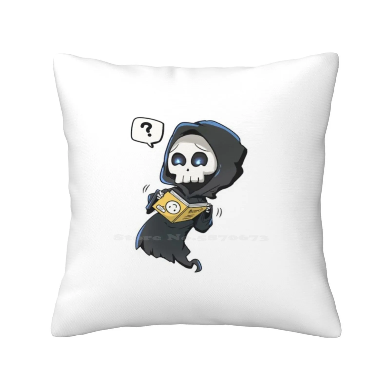 Death Can'T Read Fashion Sofa Throw Pillow Cover Pillowcase Death Kawaii Chibi Books Curiosity Tea Radleys Home For Horny