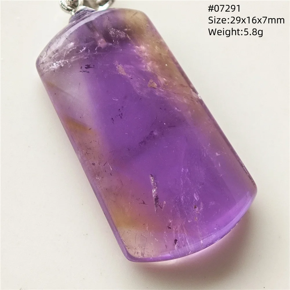 Natural Purple Yellow Ametrine Quartz Pendant Jewelry Rectangle Clear Bead Women Men Citrine Amethyst Fashion Necklace AAAAA view 6