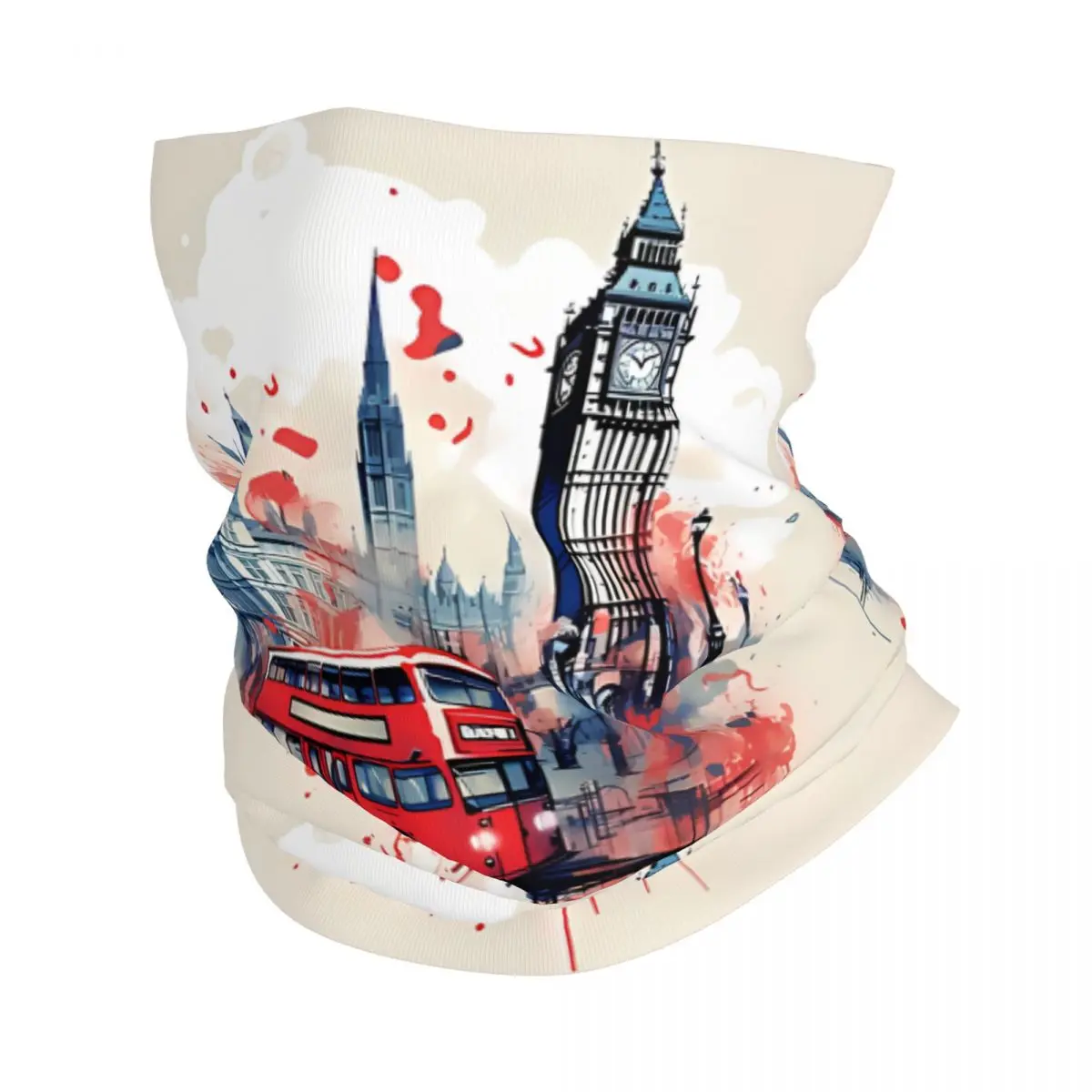 Retro British Red Blue London Scarf Neckerchief Neck Face Mask Polyester