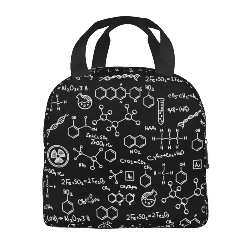 Science Chemistry Pattern Lancheiras portáteis Leakproof Chemical Lab Tech Refrigerador térmico Food Isolado Lunch Bag Trabalho de escritório