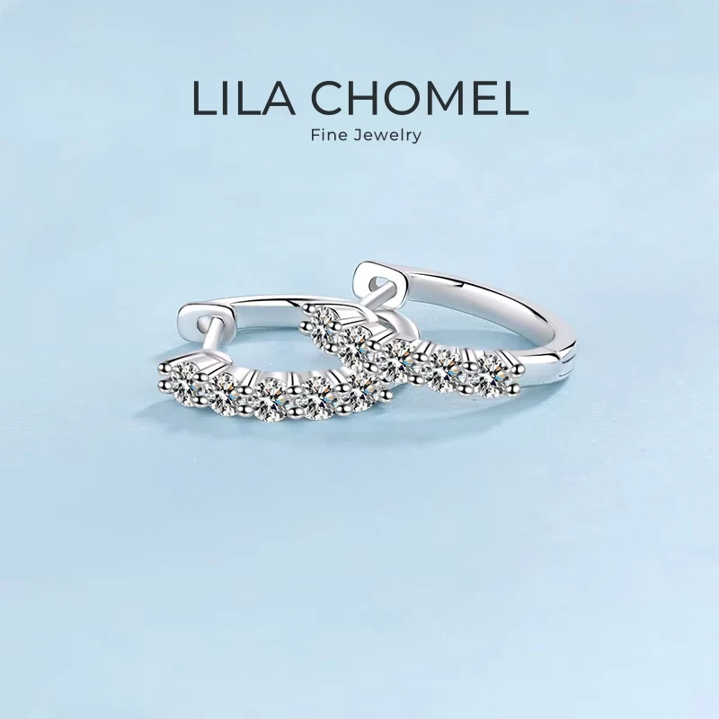 

Engagement Platinum PT950 Women Wedding Hoop Earrings 1CT Moissanite Diamond Girlfriend Birthday Gift Lady Valentine's Day Gift