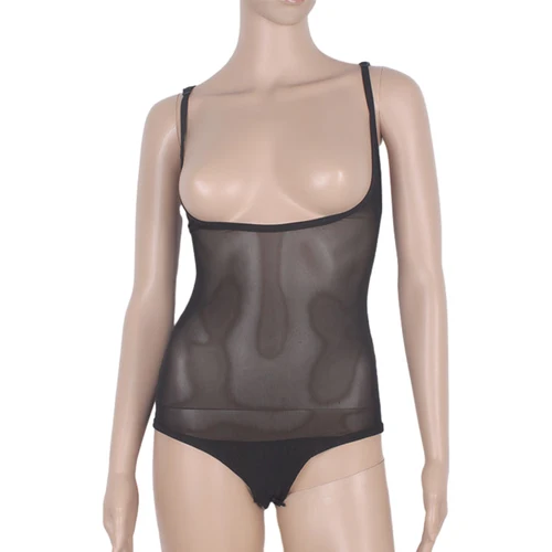 Imagen 2 del producto Monos de danza del vientre para mujer, camisola sin costuras, Color piel, mono de malla transparente, chaleco de entrenamiento superior, ropa interior de baile femenina ﻿ ﻿