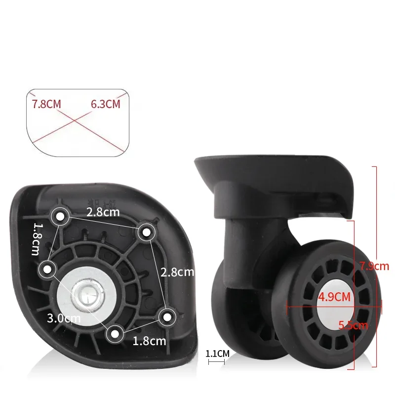 For Hongri A-82 Universal Suitcase Replacement Wheels 360 Degree Rotation Quiet Rolling Anti Slip Shockproof Luggage Trolley