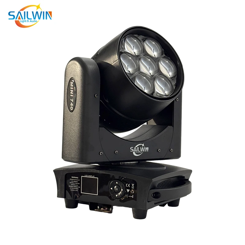 Sailwin EU Stock 7X40W RGBW 4IN1 ZOOM LED Moving Head Wash Light With 5pINS Truecon Artnet Port For Disco Event Party