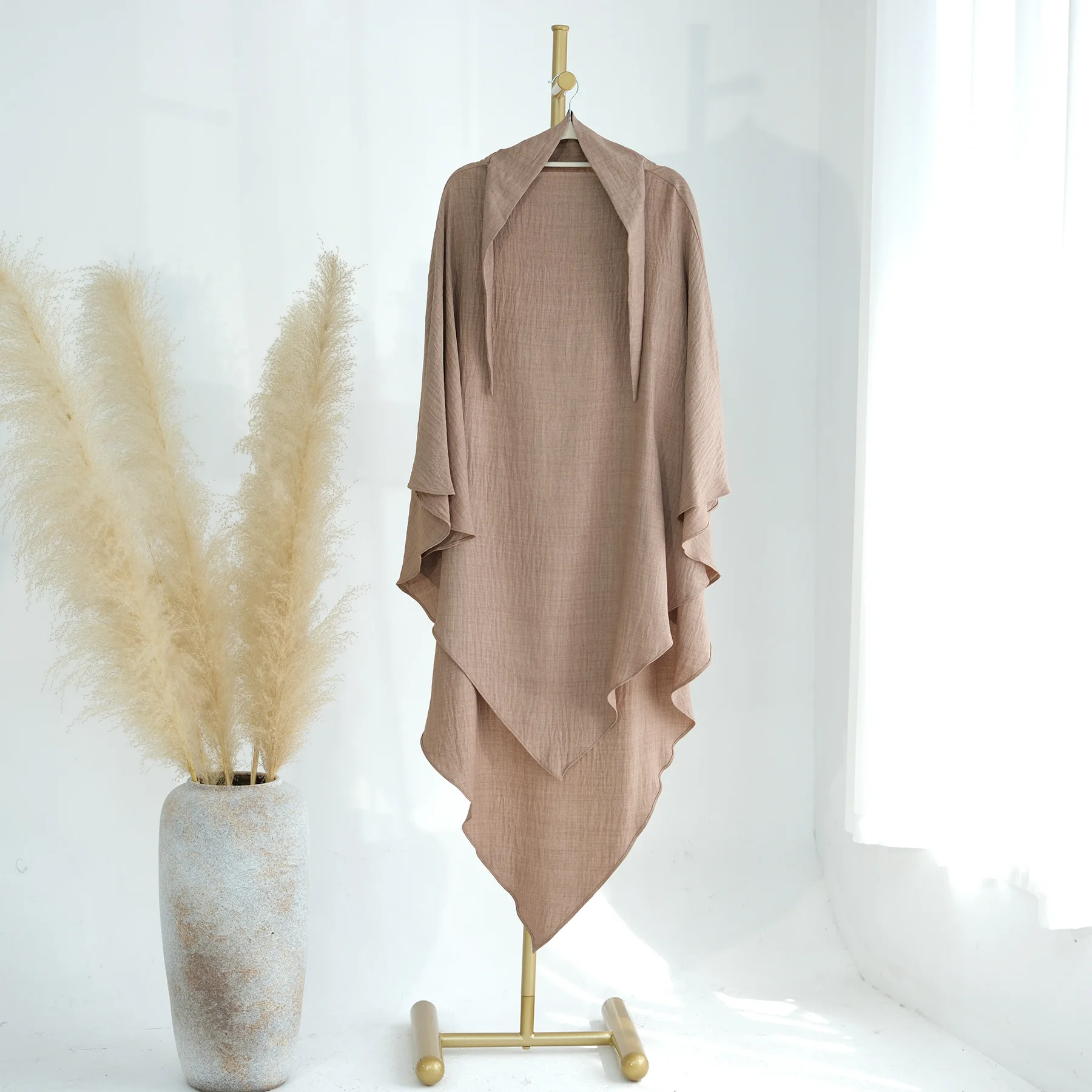 Tre strati Lungo Khimar Musulmano Abaya Ramadan Preghiera Indumento Hijab Donne Niqab Burka Turchia Islamica Eid Caftano Abbigliamento Foulard