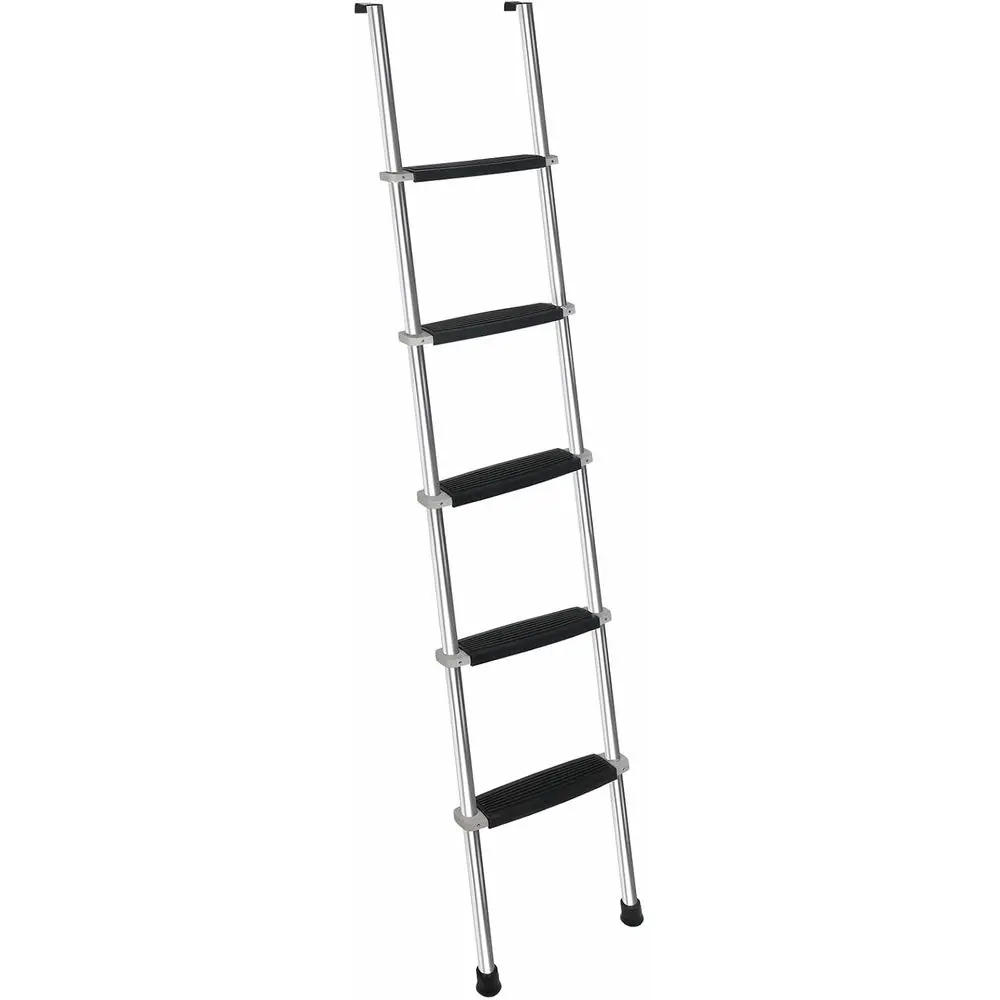 

72-Inch RV Bunk Bed Ladder with 5 Wide Steps and Anti-Slip Rubber Pads, Silver