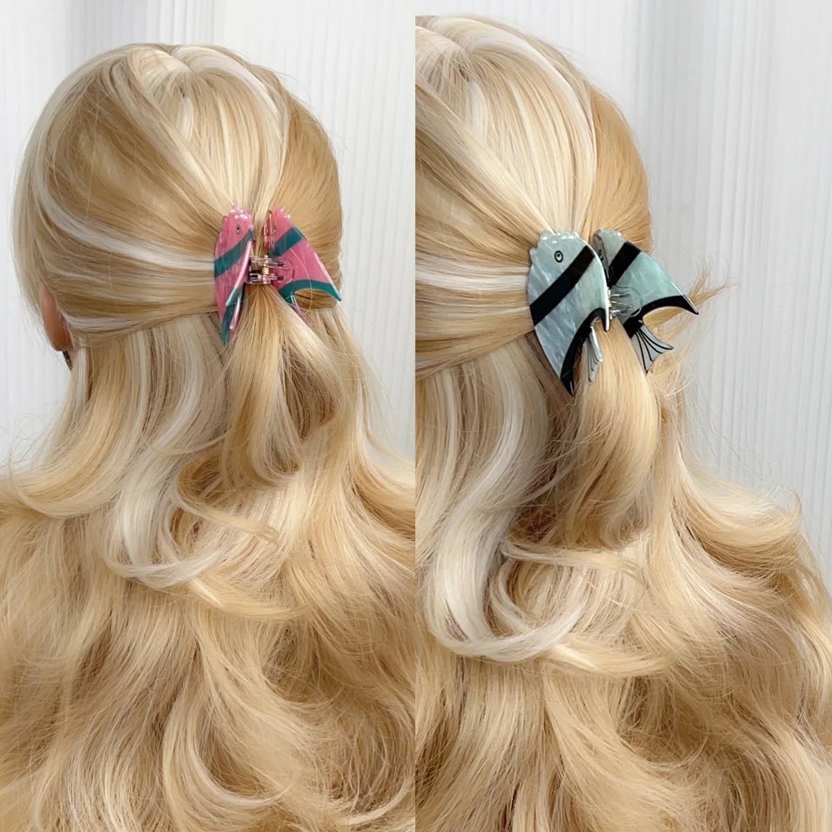 Ocean series colorful angelfish acrylic grab clip creative design high-end hair catch shark clip female
