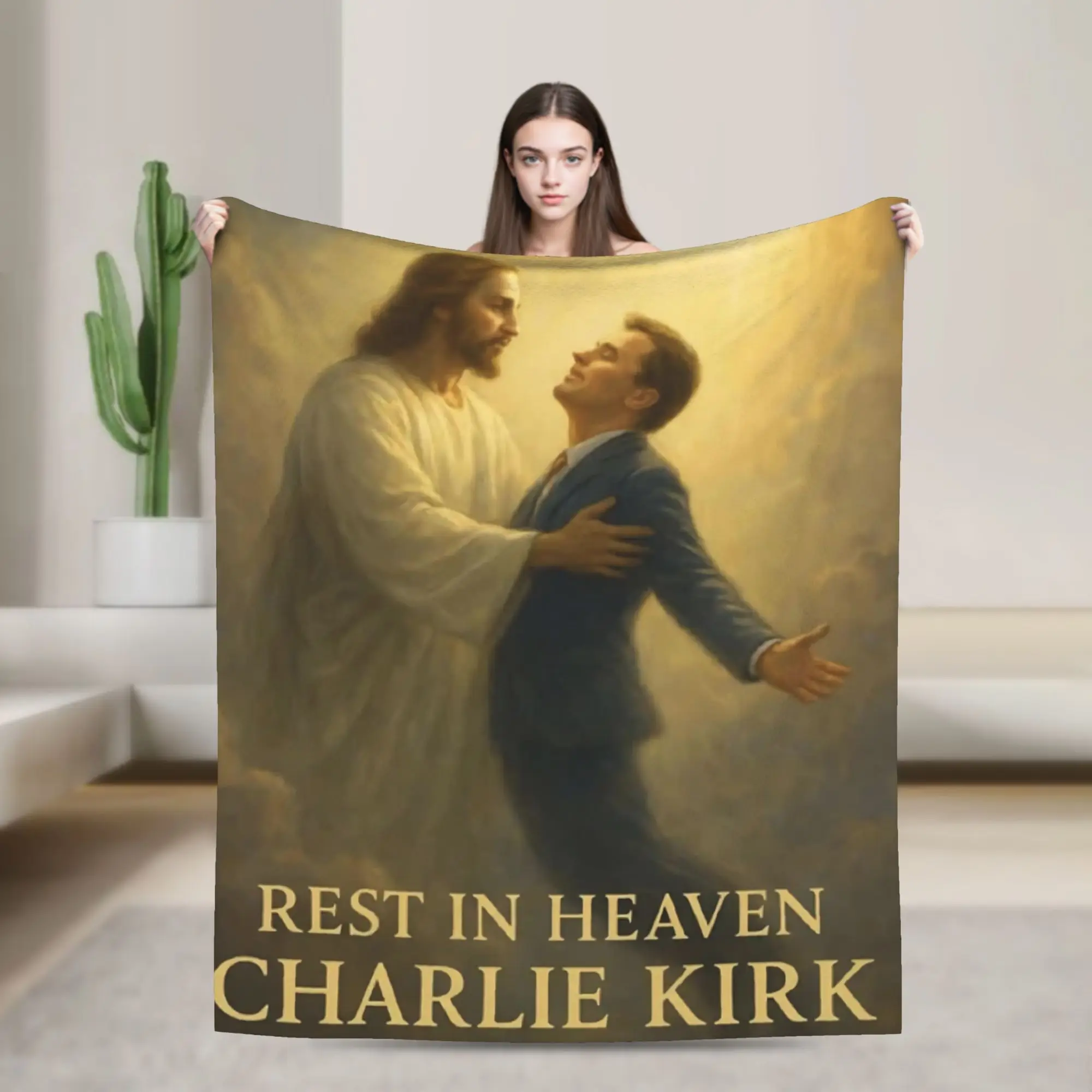 

Charlie Kirk Blanket Multiple Sizes Warm Cozy Fluffy Throw Blankets for Couch Sofa and Bed