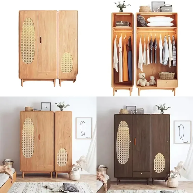 Minimum Assembly Modern Solid Wood Portable Wardrobe for Living Room or Villa 4 Post Foldable Chest Locker