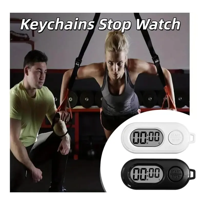 Keychain Stop Watch With LCD Screen Digital Countdown Timer Mini Portable Electronic Pocket Watch For Keys Running