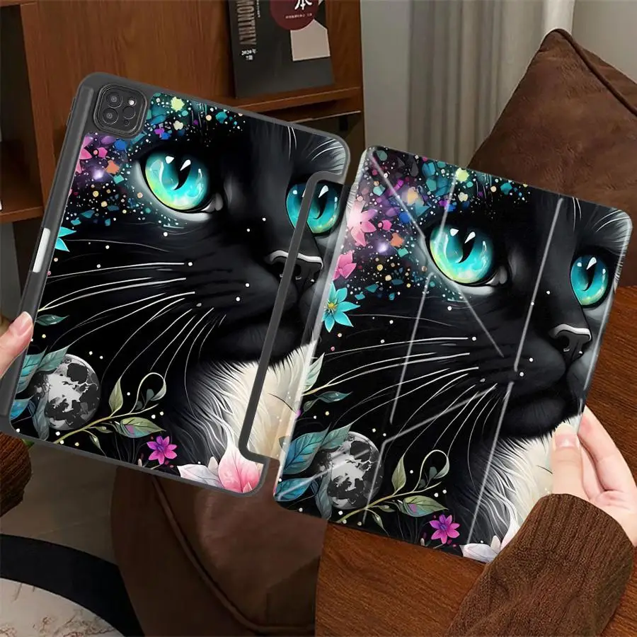 

Holder Cover Tablet Case For iPad Pro 11th 10th 9th 8th 7th 12.9inch Air 4 5 M3 M2 M4 11inch Mini 6 7 Pro 2025 Cat Face Design