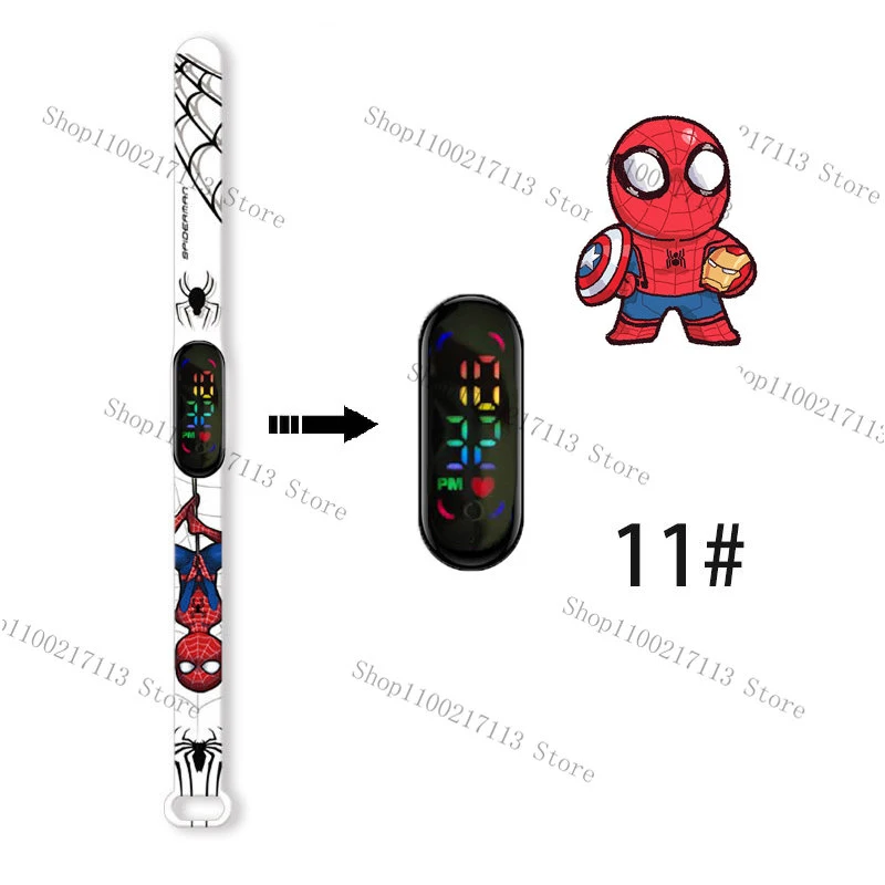 Disney Hulk Children's Watch Anime figure iron Man Captain America Print LED Electronic Waterproof Sports Bracelet kids Watches