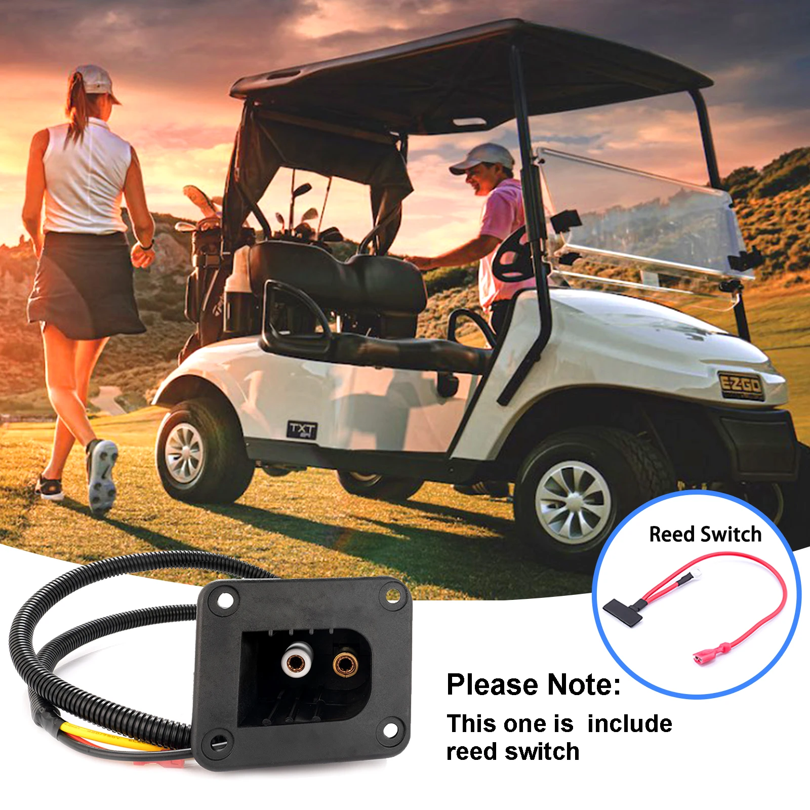 Roykaw Powerwise Charger Receptacle with Reed Switch for EZGO Golf Cart Medalist & TXT DCS/PDS, OEM# 73051-G29